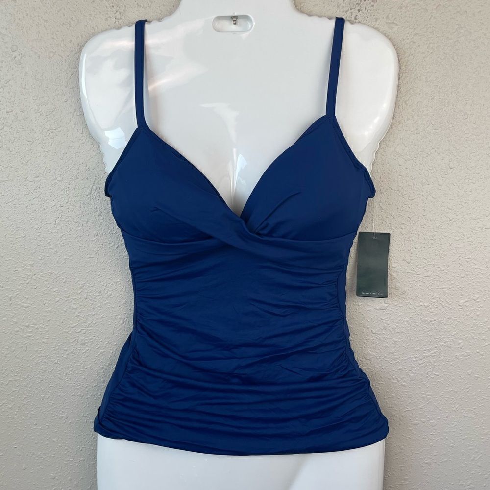 NWT Lauren Ralph Lauren Navy Blue Tankini Swim Top Size 6 or 10